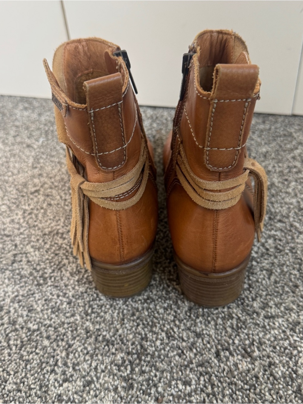 Pikolinos Zaragoza W9H-8800 Brandy Cognac Leather Ankle Boots EU 38 US 7.5 - Picture 6 of 11
